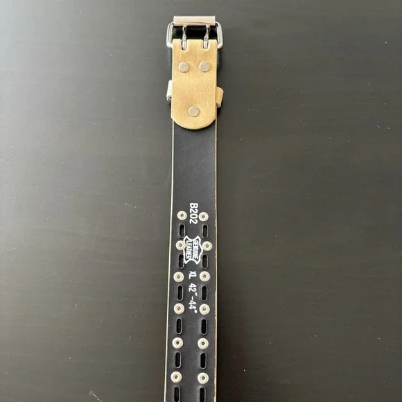 Vintage Punk Leather Belt Tan Silver Studded XL 42-44 B202 Rockabilly Western